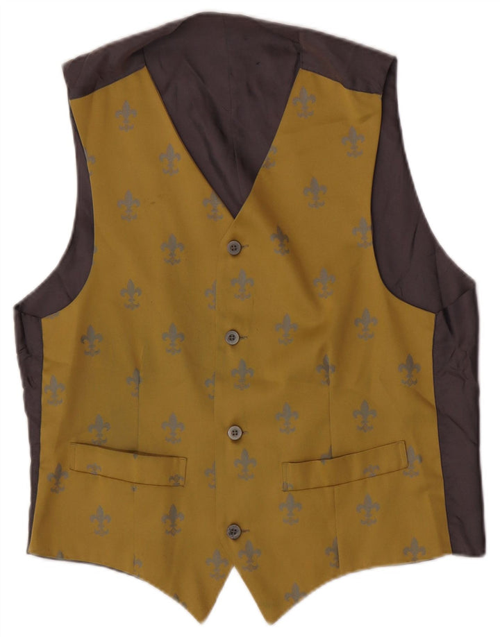 Vestă vintage pentru bărbați cu model abstract, galben mediu ikat