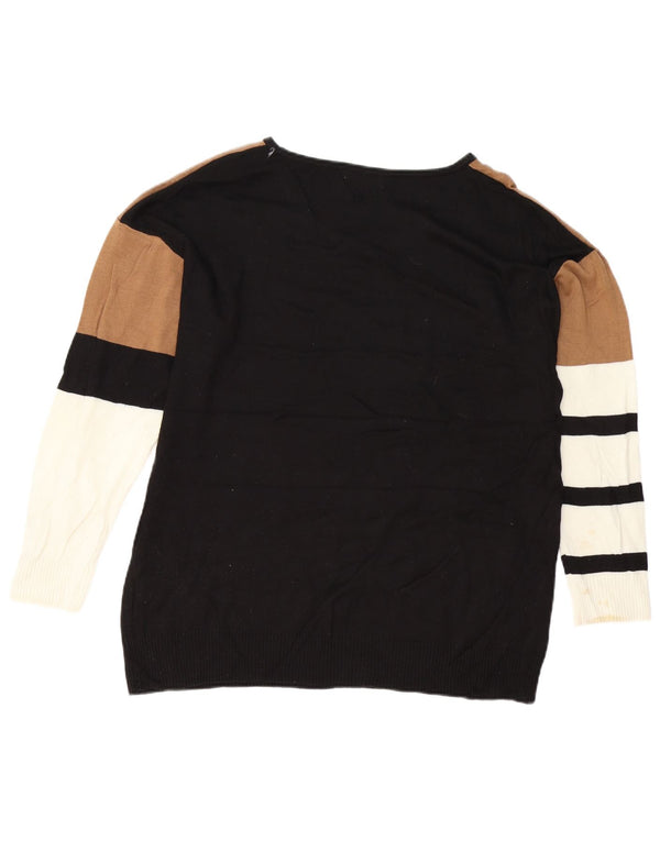 Pulover Calvin Klein pentru femei cu gât de barcă, UK 16, mare, negru, color block