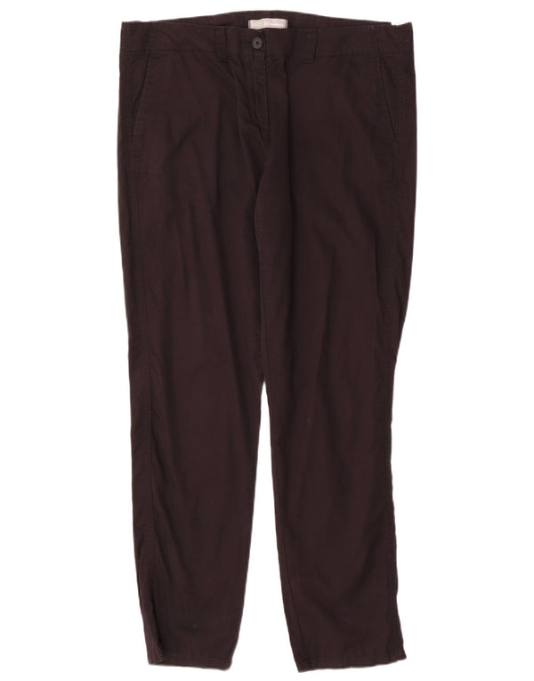 Marks & Spencer Womens Slim Chino Trousers UK 14 Large W34 L30 Black Cotton
