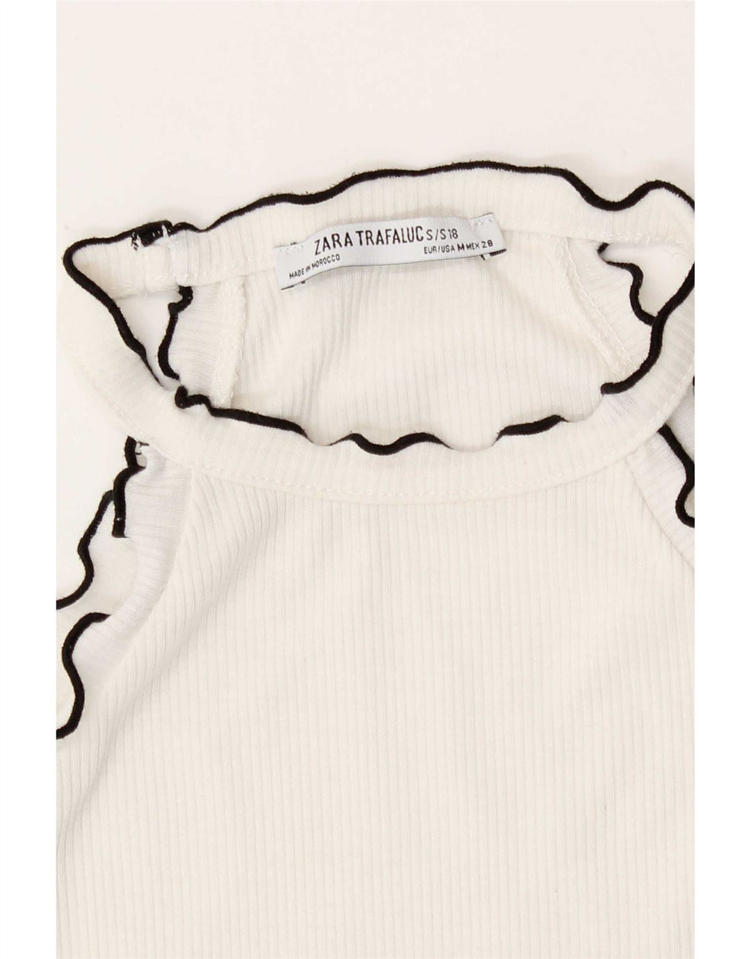 Top Crop Halter pentru Damă Zara UK 12 Medium Alb Bumbac