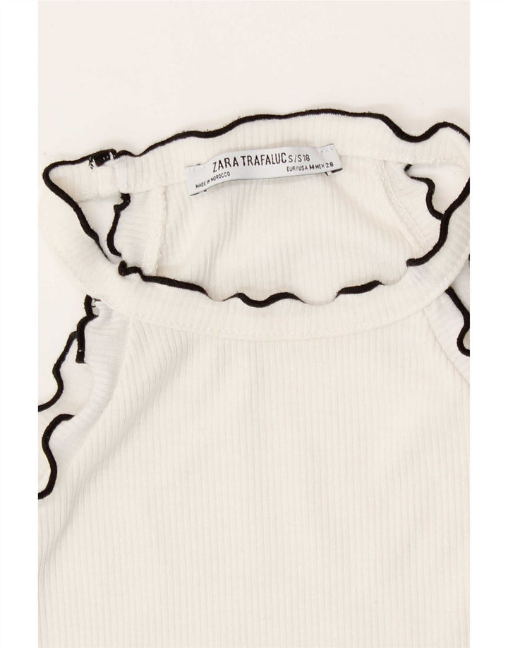 Top Crop Halter pentru Damă Zara UK 12 Medium Alb Bumbac