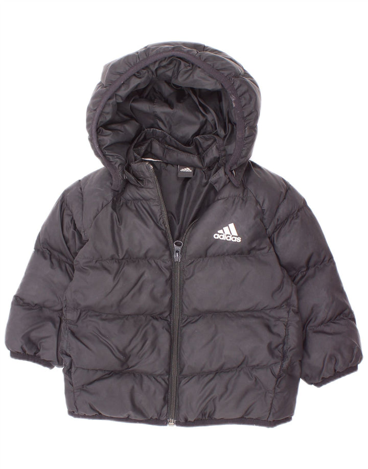 Jachetă căptușită cu glugă pentru băieți Adidas 3-4 ani, neagră