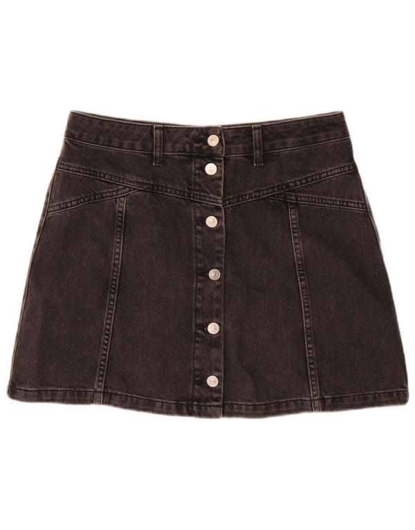 Fusta Mini Denim pentru Femei Moto UK 12 Medium W30 Bumbac Negru