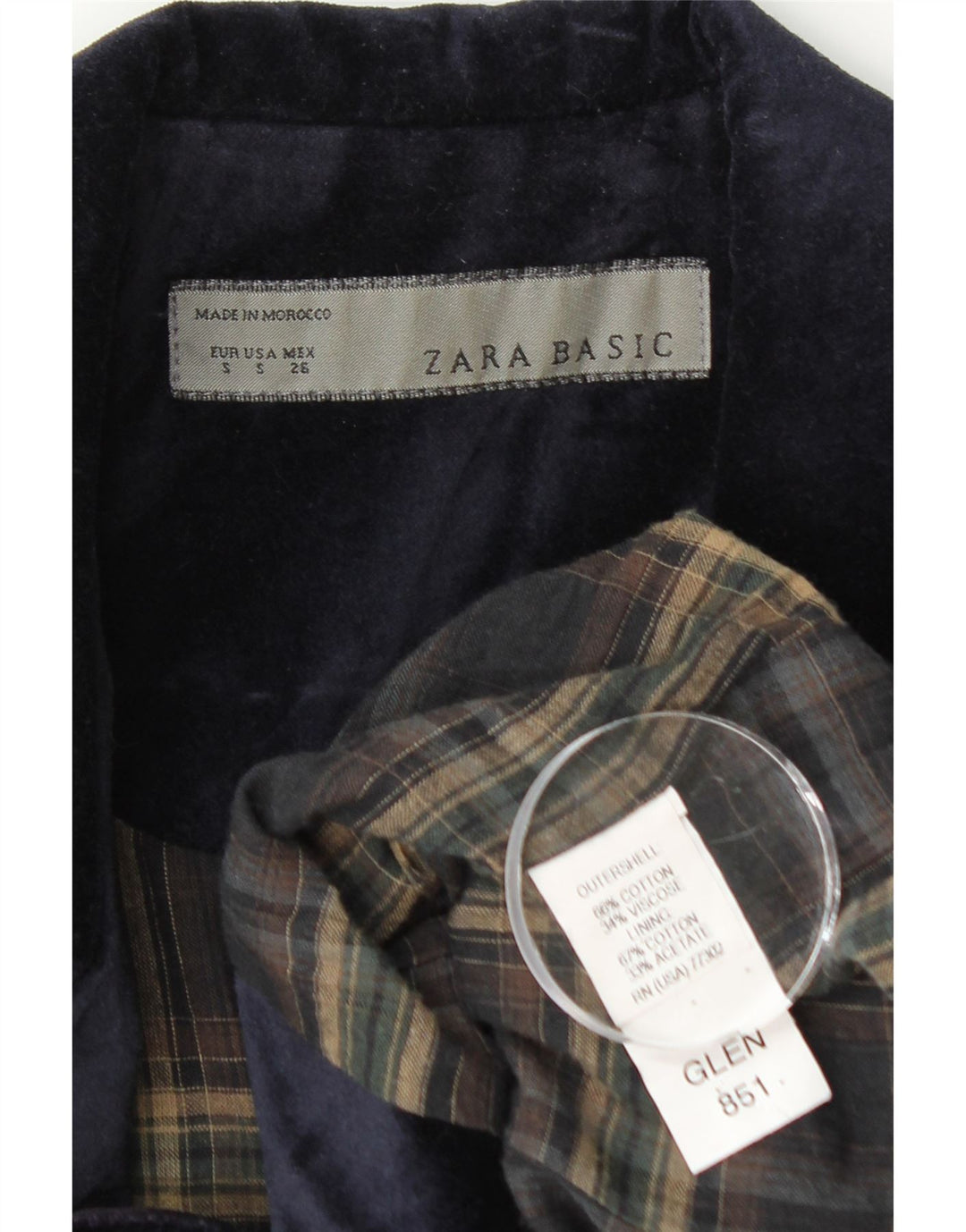 Blazer pentru femei Zara, cu 1 nasture, din catifea UK 8, bumbac, albastru bleumarin