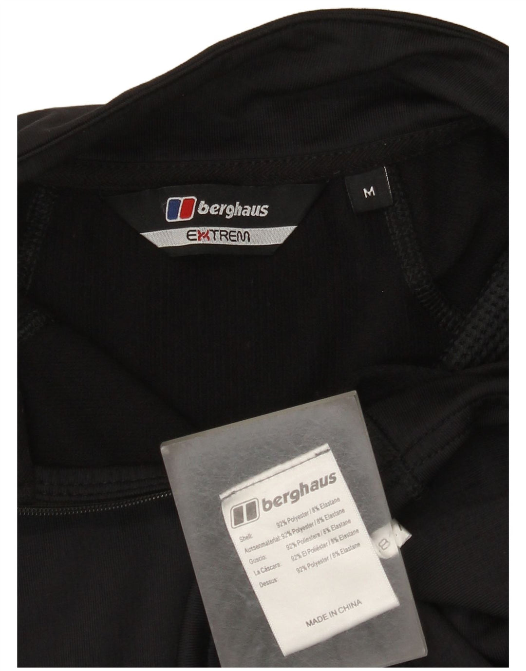 Trening pentru bărbați Berghaus, cu fermoar și gât, din poliester negru mediu