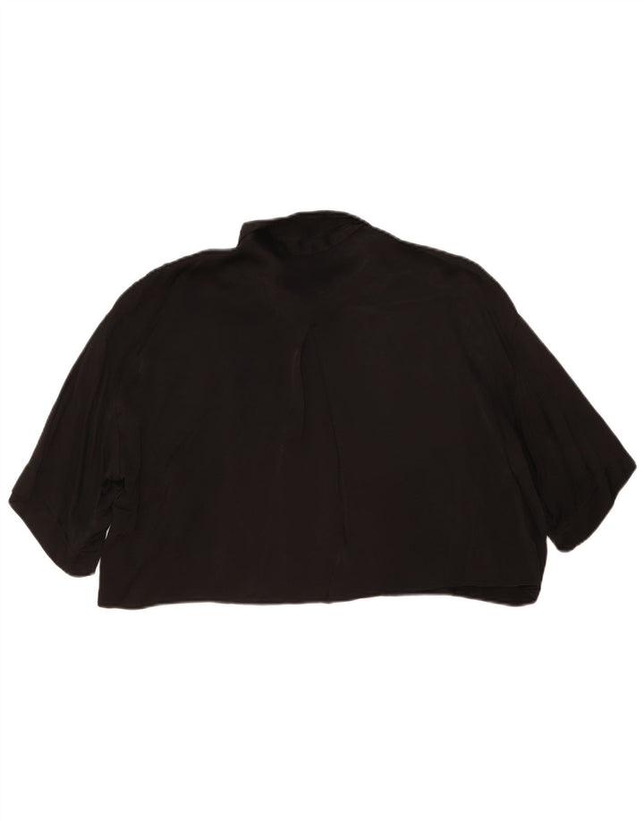Bluză cămașă cu mânecă scurtă supradimensionată pentru femei Zara UK 14 Medium Negru