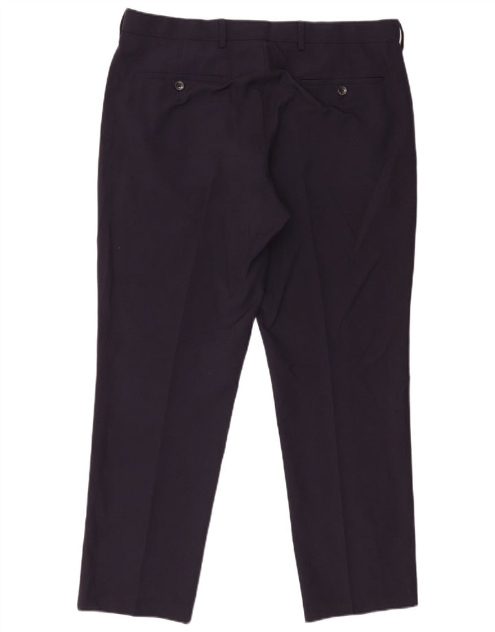 Pantaloni chino pentru bărbați Marks & Spencer, cu ajustare normală, L36 L29, poliester bleumarin