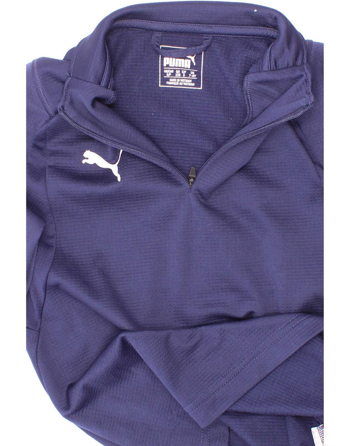 Trening Puma Boys Zip Neck Pullover Top 7-8 ani Bleumarin