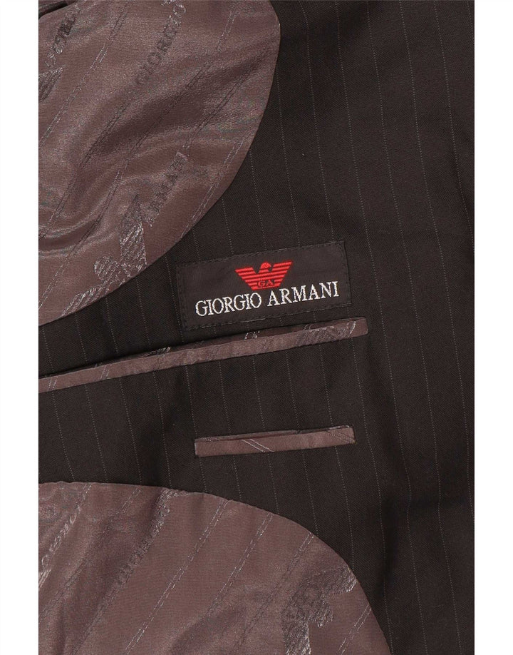 Blazer pentru bărbați Giorgio Armani, cu 3 nasturi, UK 38 Medium Black Pinstripe