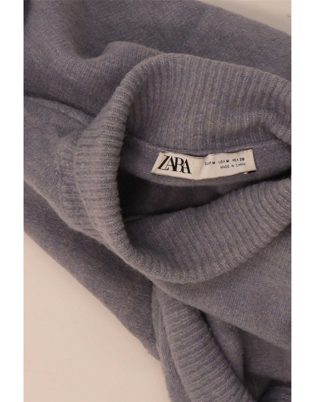 Pulover de damă Zara Crop supradimensionat cu gât rulat, UK 14 Medium Blue