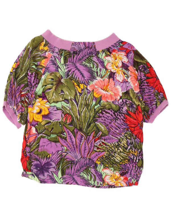Bluză vintage cu mâneci scurte pentru femei, UK 14, festival mediu multicolor