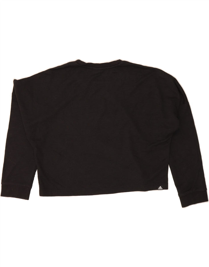ADIDAS Womens Oversized Crop Sweatshirt Jumper UK 12/14  Medium Black Vintage Adidas and Second-Hand Adidas from Messina Hembry 