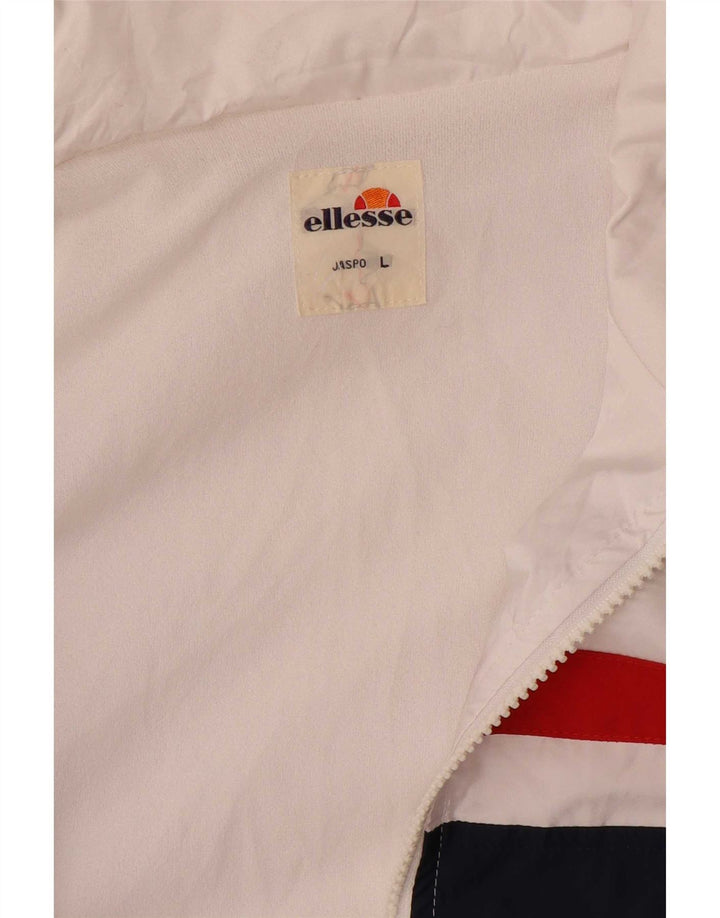 Jachetă de trening cu grafică pentru bărbați Ellesse, mare, albă, bloc de culoare