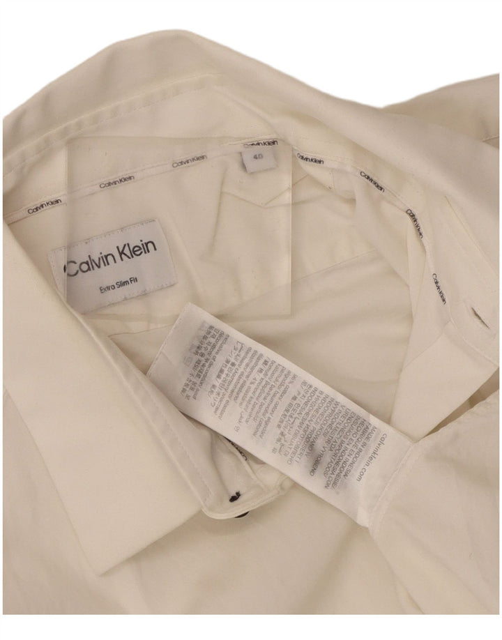Cămașă pentru bărbați Calvin Klein Extra Slim Fit Mărimea 40 Bumbac alb mediu