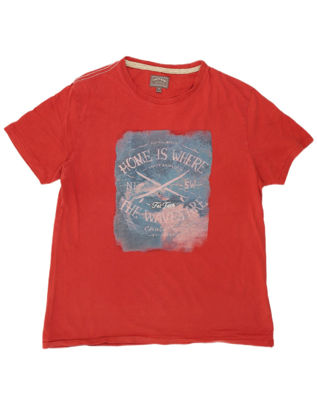Tricou grafic pentru bărbați Fat Face Top Bumbac roșu mediu