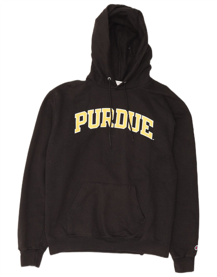 Pulover pentru bărbați Champion Purdue Graphic Hoodie, bumbac mediu negru