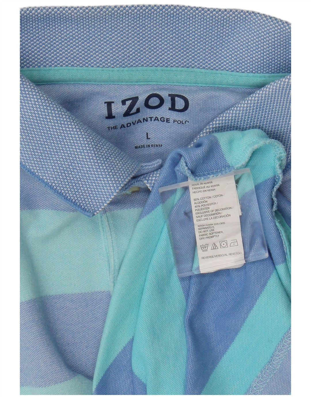 Tricou polo Izod pentru bărbați, bumbac cu dungi albastre mari