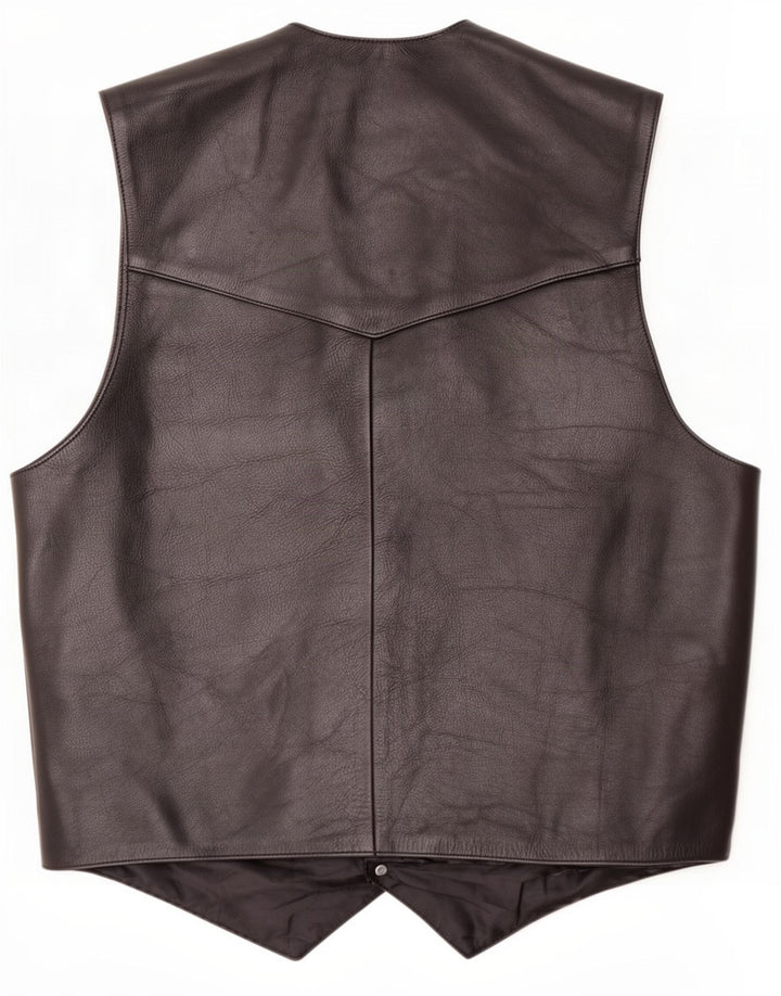 Vestă din piele vintage pentru bărbați 2XL neagră