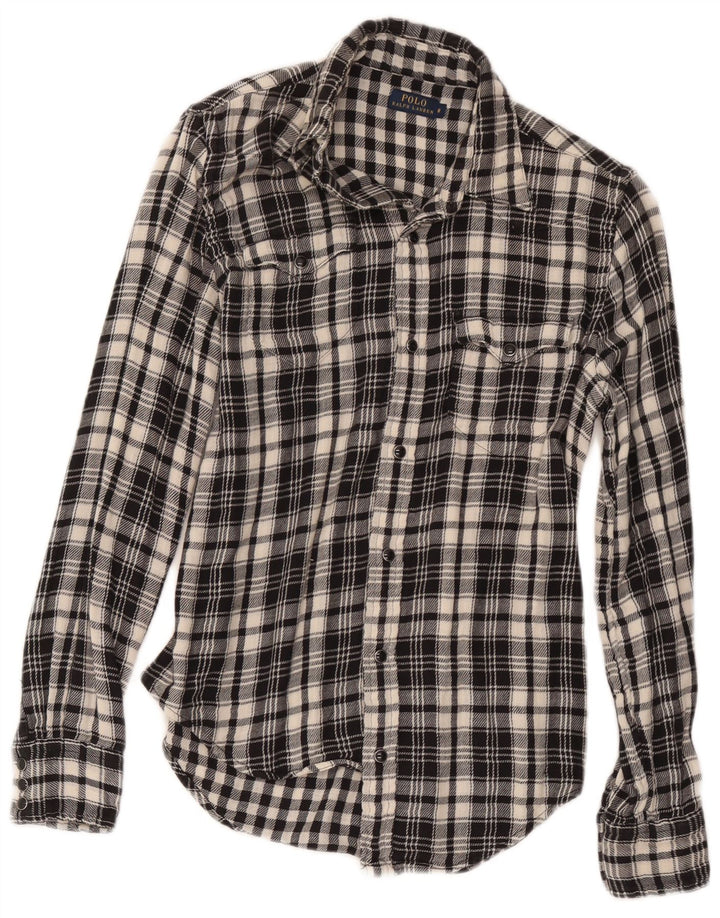 Cămașă Polo Ralph Lauren pentru femei US 8 Medium Black Check Bumbac