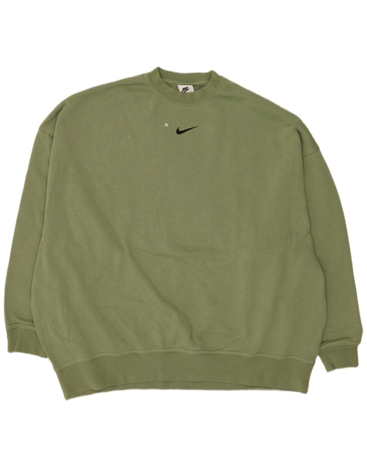 Hanorac Nike pentru bărbați, cu tăiere lejeră, pulover mic, verde, bumbac
