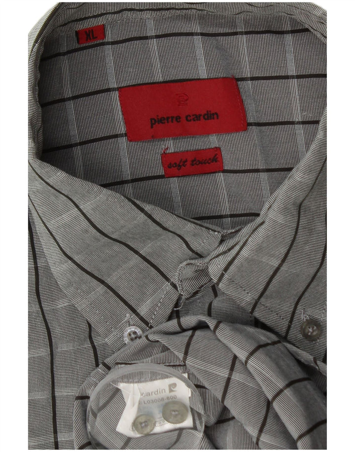 Cămașă cu mânecă scurtă pentru bărbați Pierre Cardin XL poliester cu carouri gri