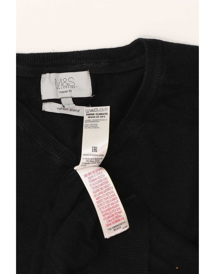 Pulover cu decolteu în V pentru bărbați Marks & Spencer, mare, negru