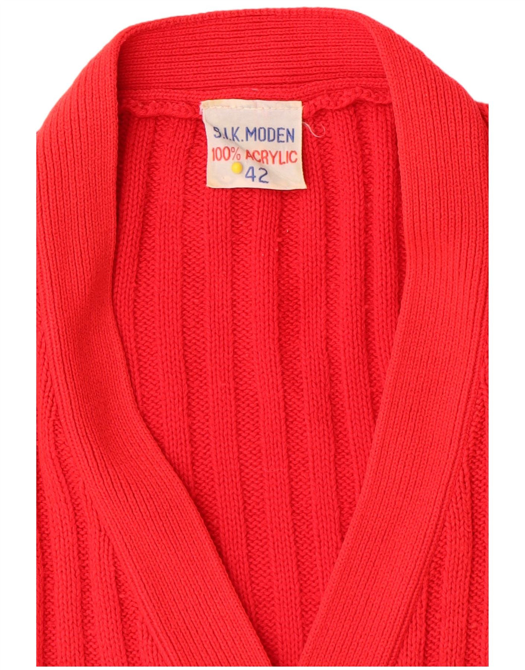 Pulover Cardigan Vintage pentru Damă IT 42 Roșu Mediu Acrilic
