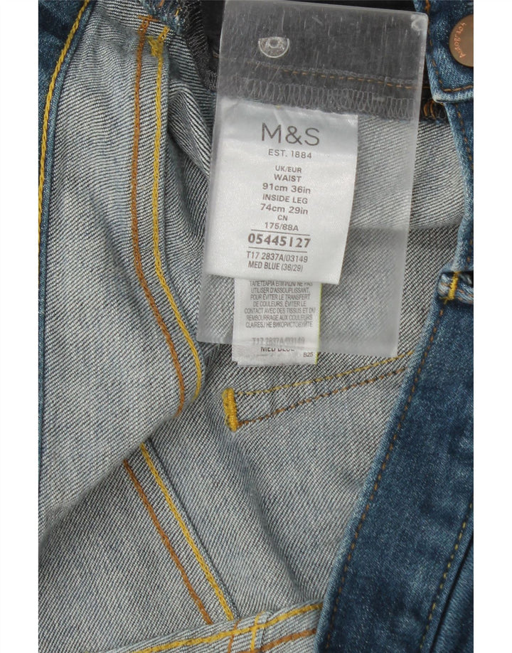 Blugi drepti pentru bărbați Marks & Spencer Autograph W36 L27 Bumbac albastru