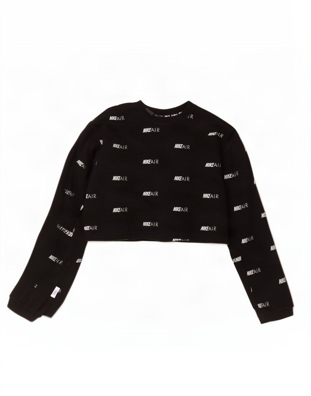 Top cu grafic supradimensionat pentru femei Nike cu mânecă lungă, UK 10, bumbac negru mic