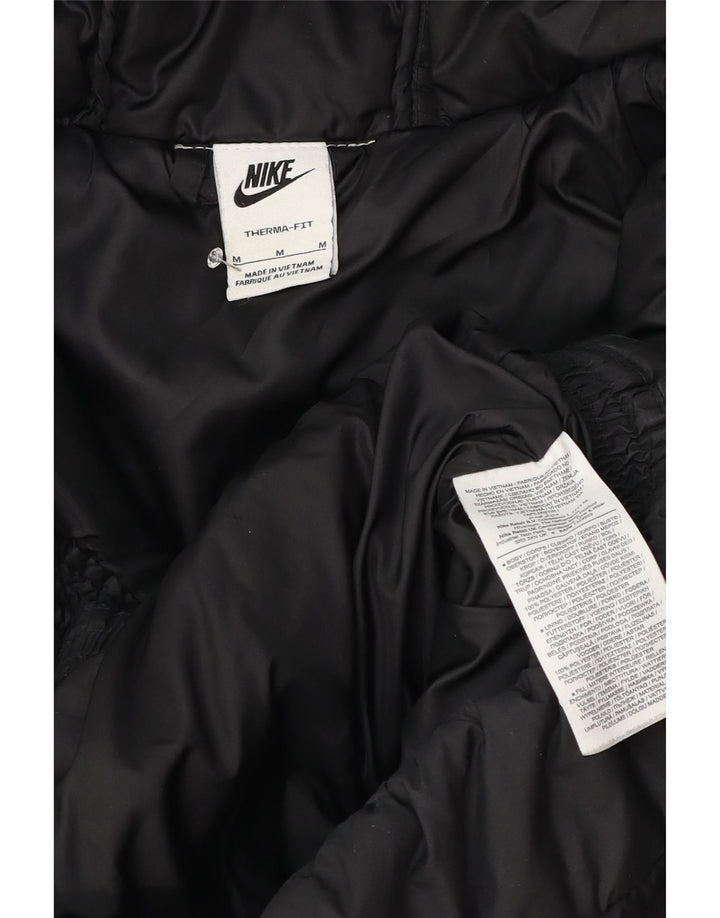 Jachetă căptușită cu glugă Nike Therma-Fit pentru bărbați UK 38 Poliester mediu negru