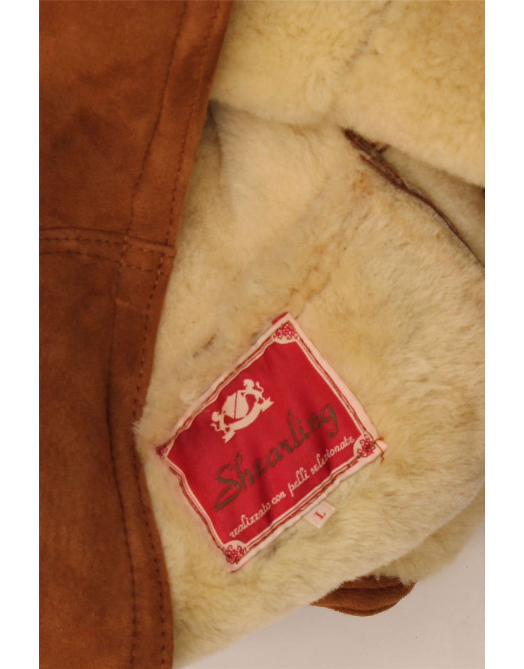 Jachetă din shearling pentru bărbați vintage UK 40 mare, maro, din shearling