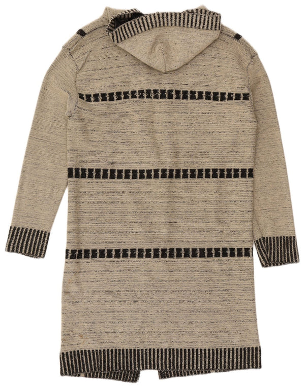 Pulover cardigan cu glugă cu paragate Destiny pentru femei UK 14, mare, gri