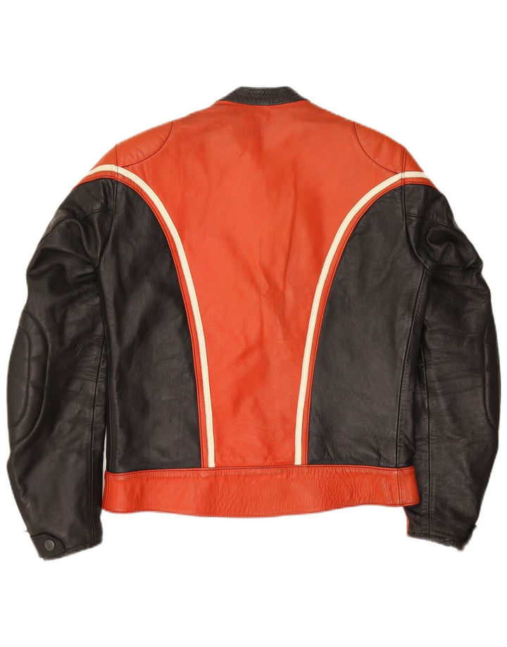 Jachetă vintage din piele pentru femei IT 52 2XL, roșu, bloc de culoare