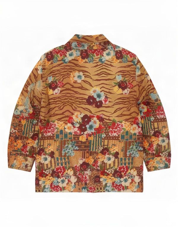 Jungle Kenzo Bomber Jacket pentru femei UK 16 mare, bej, floral, bumbac, retro