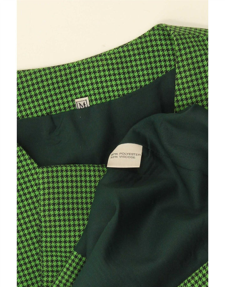 Blazer Vintage pentru femei fără mâneci UK 12 Medium Green Houndstooth