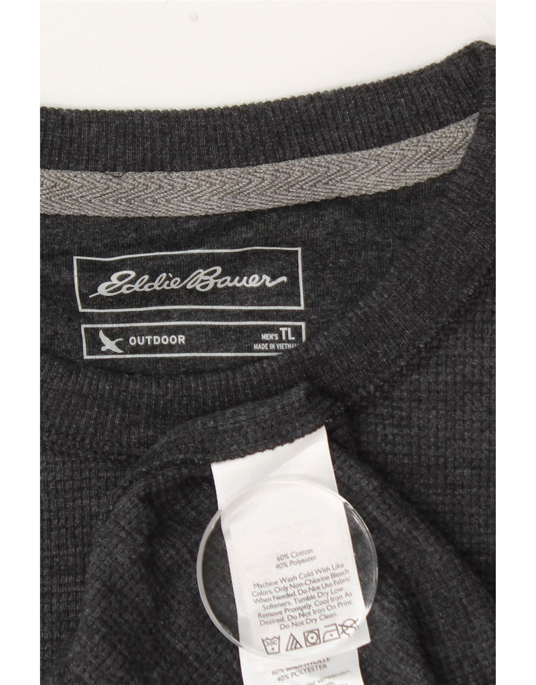 EDDIE BAUER Top pentru bărbați cu mânecă lungă, mare, gri bumbac