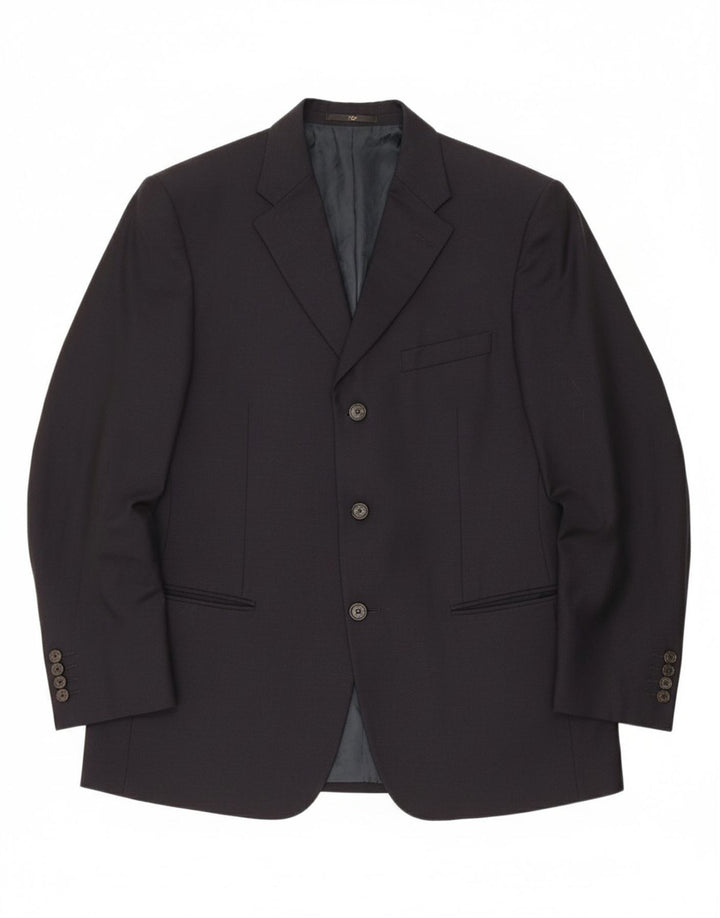VALENTINO Mens 3 Button Blazer Jacket IT 50 Large Navy Blue Wool
