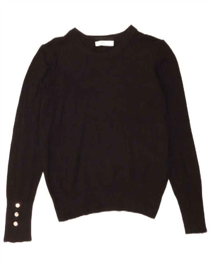 Pulover pentru femei Zara cu gât de barcă UK 12 Medium Negru