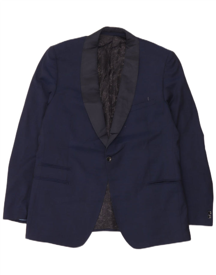 Jachetă pentru bărbați Marks & Spencer, lungă, slim fit, UK 44 XL bleumarin