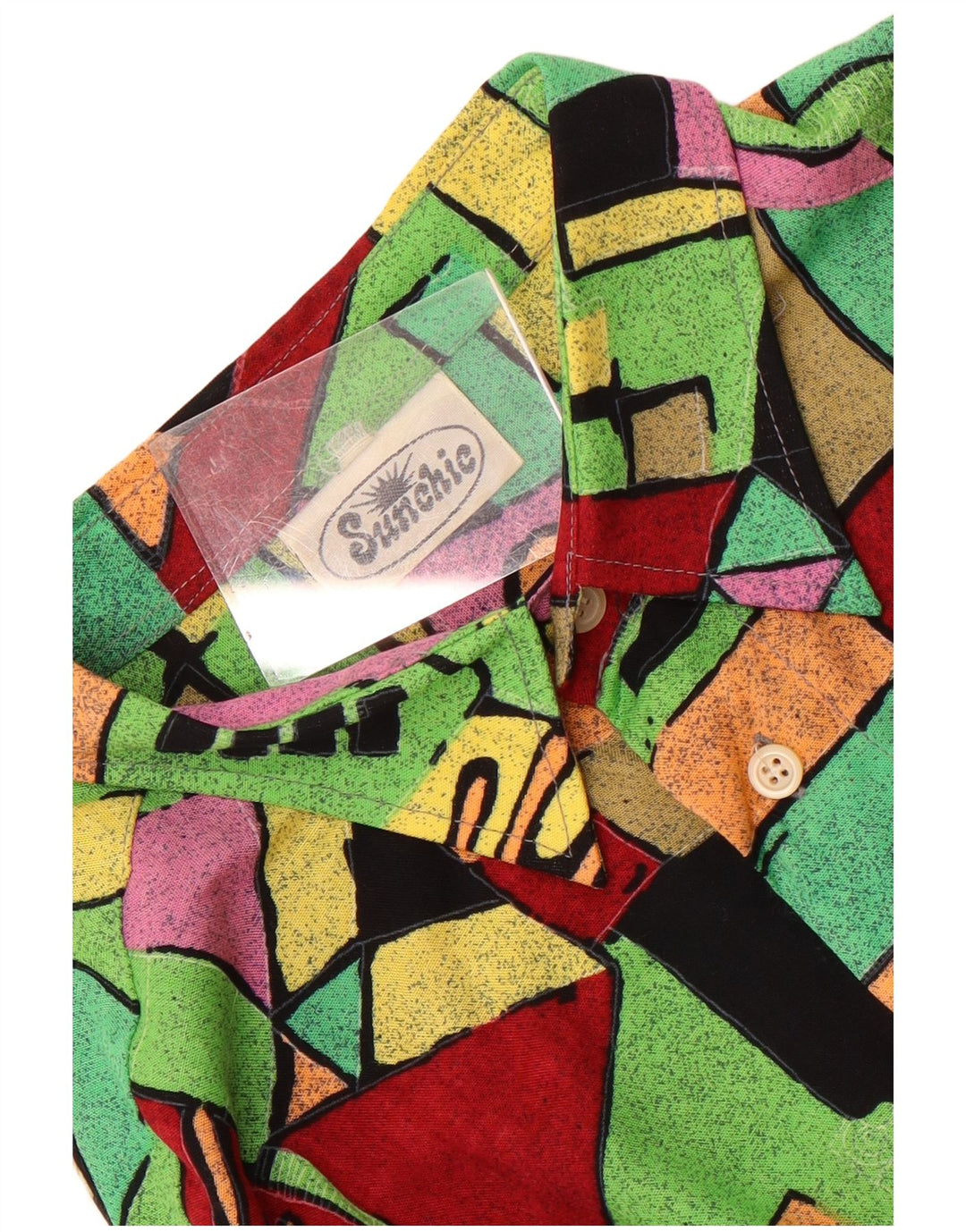 Cămașă Vintage pentru bărbați cu mânecă scurtă, mare, multicoloră, geometrică