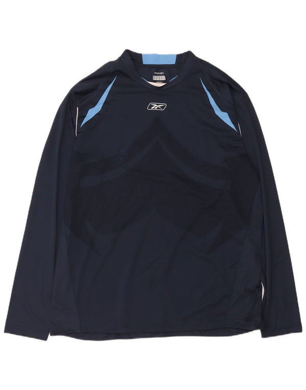 Top pentru bărbați Reebok cu mânecă lungă XL bleumarin din poliester color bloc