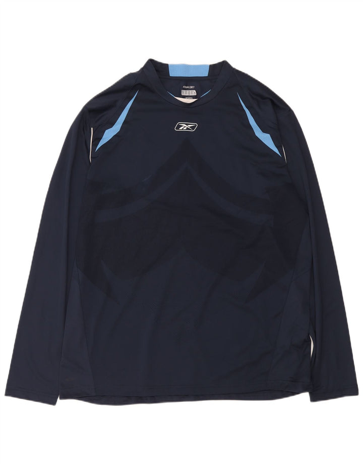 Top pentru bărbați Reebok cu mânecă lungă XL bleumarin din poliester color bloc