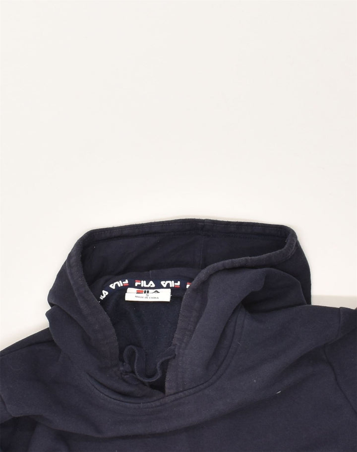 FILA Mens Hoodie Jumper Small Navy Blue Cotton | Vintage Fila | Thrift | Second-Hand Fila | Used Clothing | Messina Hembry 