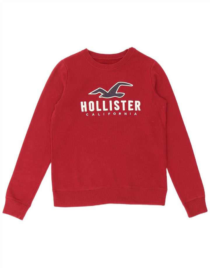 Pulover pentru bărbați cu grafică HOLLISTER XS bumbac burgundă