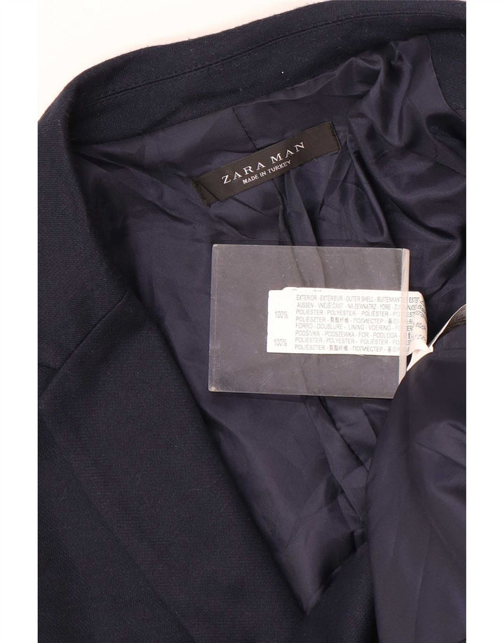 Jachetă blazer pentru bărbați Zara, cu 2 nasturi, UK 38 Mediu, bleumarin, poliester