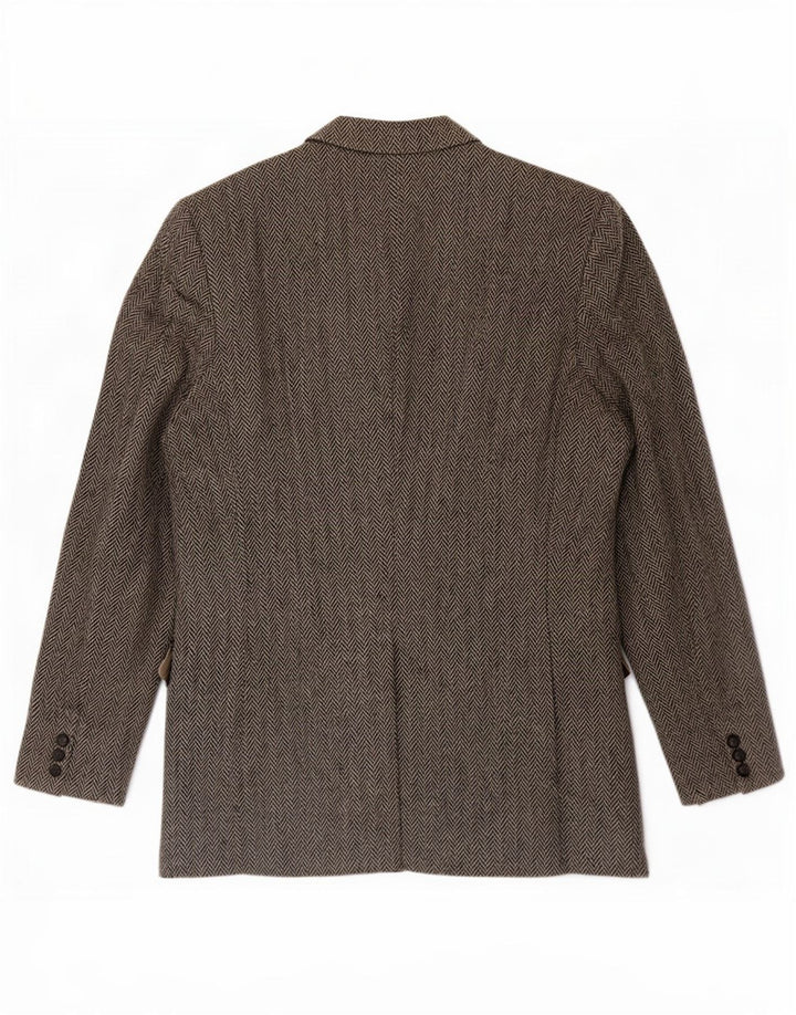 Jachetă pentru bărbați Harris Tweed, lungă, cu 2 nasturi, mărimea 46 XL, gri Herringbone