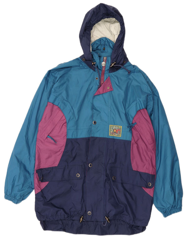 Agu Mens Hooded Rain Jacket UK 36 Small Blue Colourblock Polyamide