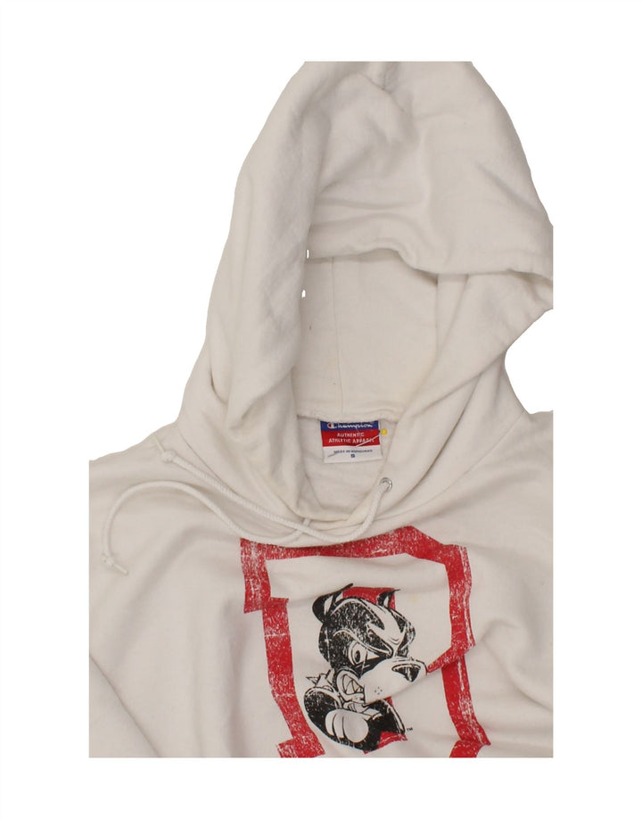 CHAMPION Mens Graphic Hoodie Jumper Small White Vintage Champion and Second-Hand Champion from Messina Hembry 