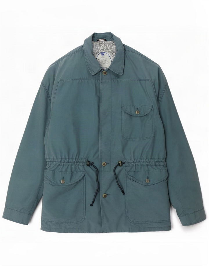 Vintage Mens Utility Jacket Medium Green Poliester