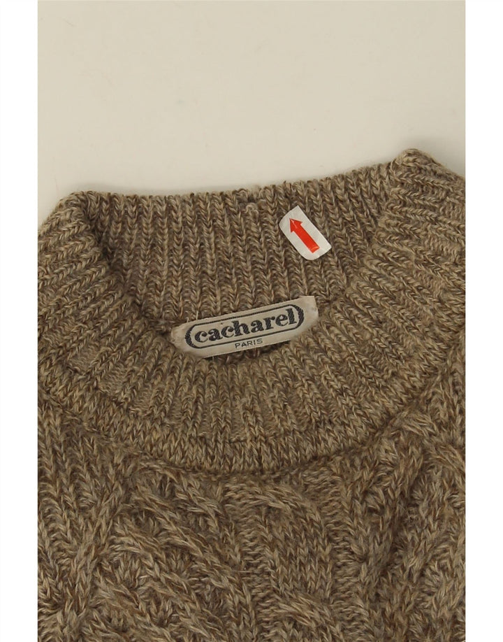 Pulover pentru bărbați Cacharel cu decolteu rotund, mare, bej, Fair Isle